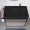 Console Sink Vanity With Matte Black Ceramic Sink and Grey Oak Drawer, 35